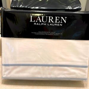 LAUREN Ralph Lauren Spencer Full/Queen Duvet Cover NWT Soft Teal Piping/Trim.